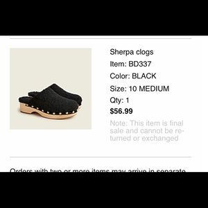 Black Sherpa clogs from J.Crew